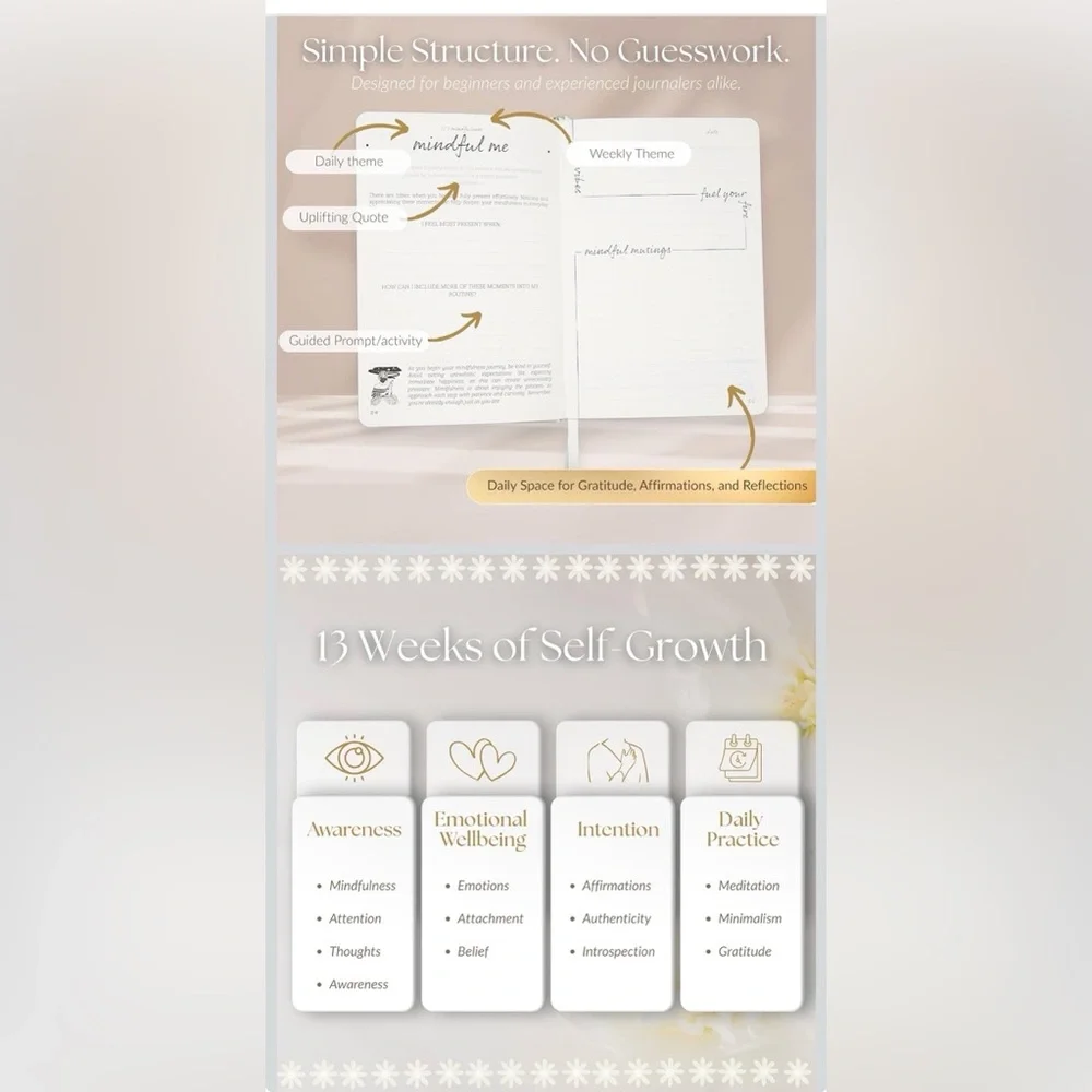 Her Vibe Journal - 13-Week Guided Mindfulness Journal for Women - Daily Prompts